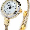 Geneva 2Tone Gold Silver Cable Band Ladies Bangle Cuff Watch Wholesale