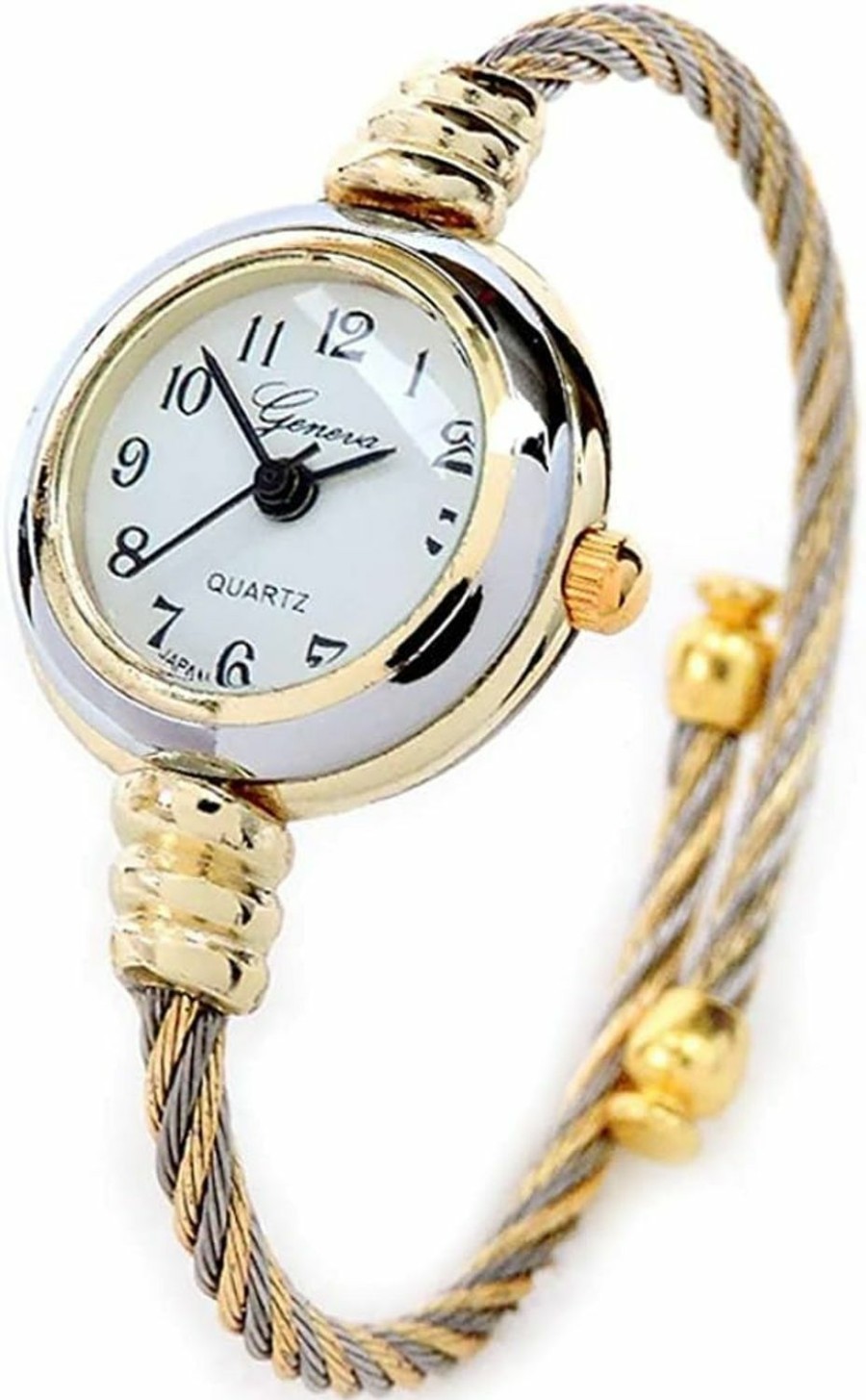 Geneva 2Tone Gold Silver Cable Band Ladies Bangle Cuff Watch Wholesale