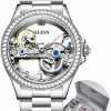 OLEVS Olevs Women Watch Skeleton Set Automatic Mechanical Silver Luxury Dress Waterproof Luminous Lady Watch Valentine'S Day Gift Clearance