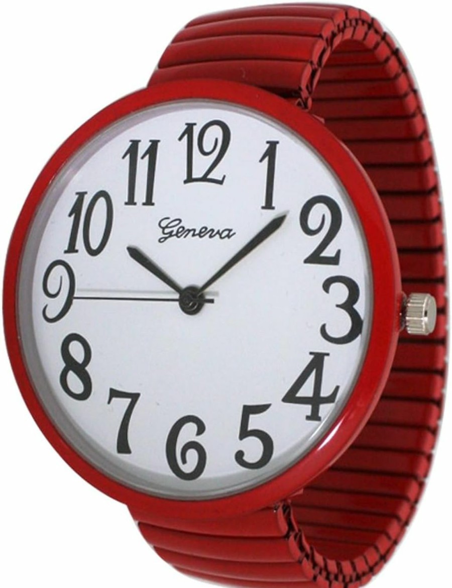 Unknown Geneva Super Large Stretch Watch Clear Number Easy Read (Red) Hot