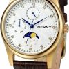 BERNY Berny Womens Multi-Function Watch With Calendar And Moon Phase Watch - Stainless Steel Case And Leather Band Wholesale