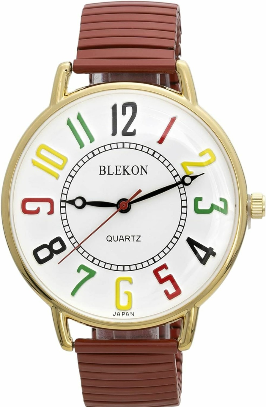 Blekon Blekon Original Women Wrist Watch Super Large 43Mm White Face Stainless Steel Stretch Band Watch Sturdy Stylish And Durable Analog Display Japan Movement Fashion Watch Upgraded New Face Cover Best