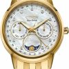 Citizen Citizen Eco-Drive Calendrier Diamond Dial And Gold-Tone Bracelet Watch | 37Mm | Fd0002-57D New