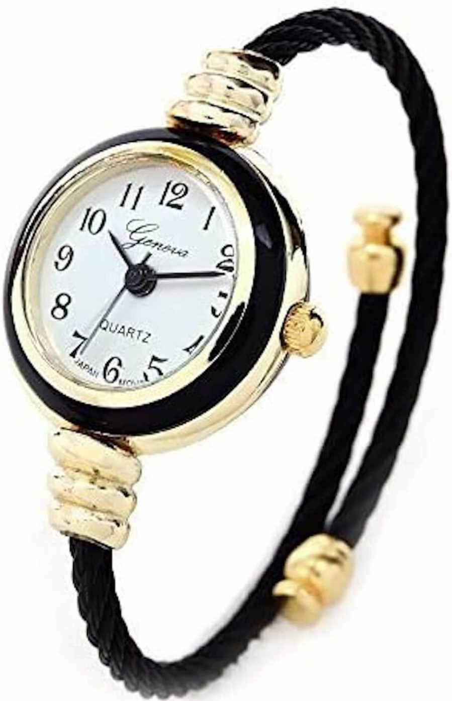 Geneva Black Gold Geneva Cable Band Women'S Small Size Bangle Watch New