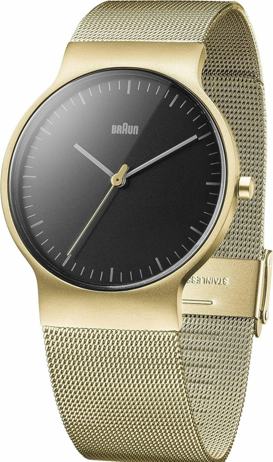 Amazon Braun Mens Quartz Watch With Black Dial Analogue Display And Gold Stainless Steel Mesh Strap Bn0211 Wholesale