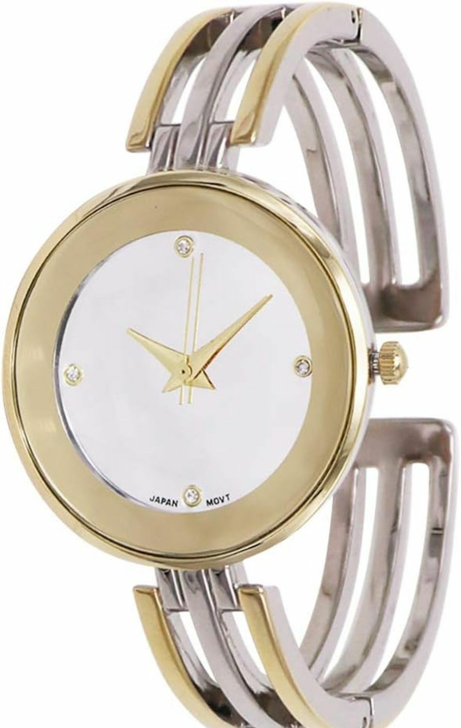 Rosemarie Collections Rosemarie Collections Women'S Stylish Silver Face Cuff Bracelet Watch (Two-Tone) Wholesale