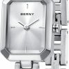 BERNY Berny Silver Watches For Women Easy Resize Ladies Bracelet Watch All Stainless Steel Luxury Fashion Small Square Wristwatch Waterproof Detachable Band New