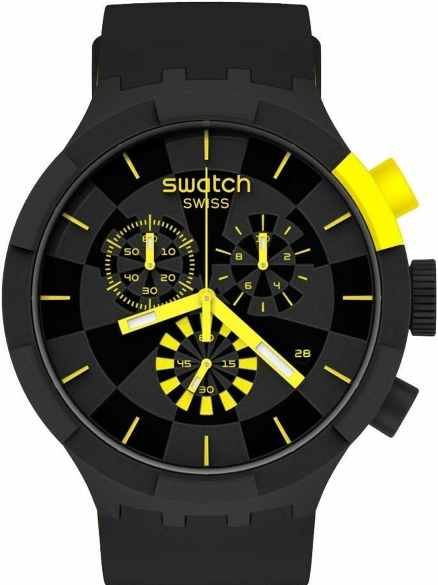 Swatch Swatch Quartz Silicone Strap, Black, 20 Casual Watch (Model: Sb02B403), Yellow Online