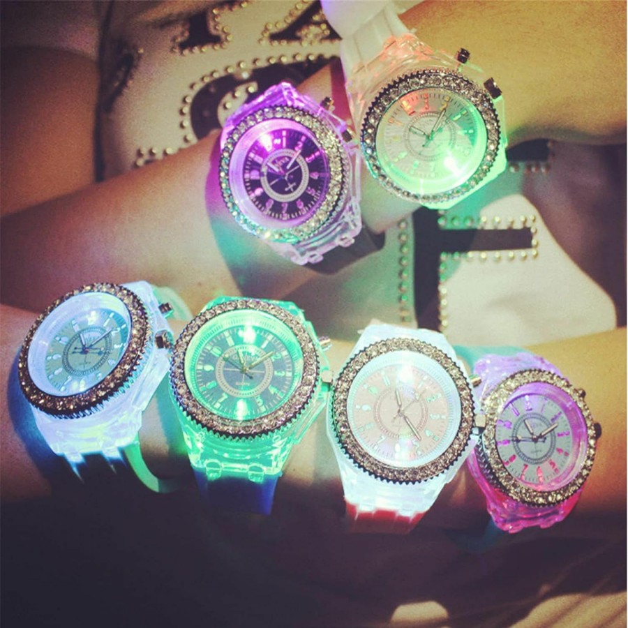 CdyBox Cdybox Silicone Bling Women Men Watch Led Luminous Colorful Lights Sport Watches Girls Boys (6 Pack) Clearance