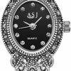 Clastyle Clastyle Retro Black Bracelet Watch Rhinestone Gothic Ladies Watch Oval Wrist Watches Gift For Her Christmas Gifts Watch For Women Hot