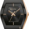 Bulova Bulova Latin Grammy Gemini Quartz Rose Gold Stainless Steel Accent With Curved Mineral Crystal And Black Silicone Strap Watch Wholesale