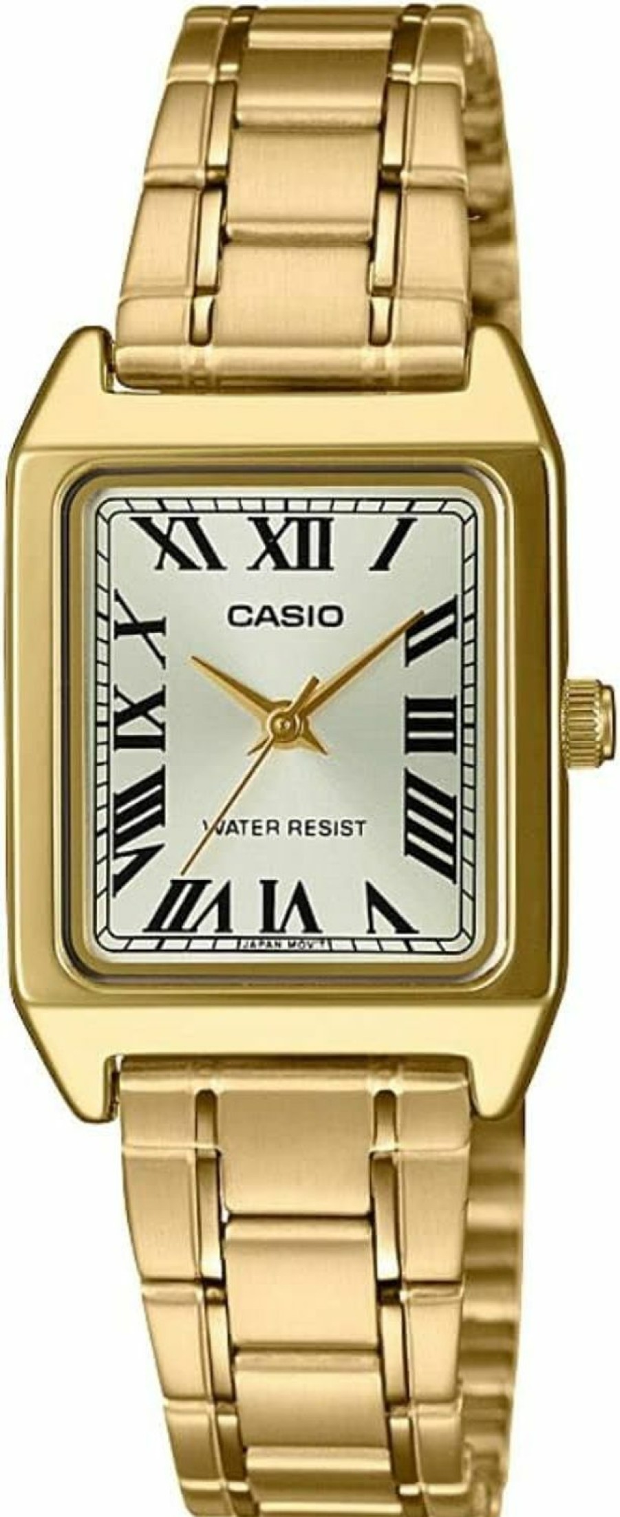 Casio Casio Ltp-V007G-9B Women'S Rectangular Gold Tone Stainless Steel Roman Gold Dial Dress Watch New