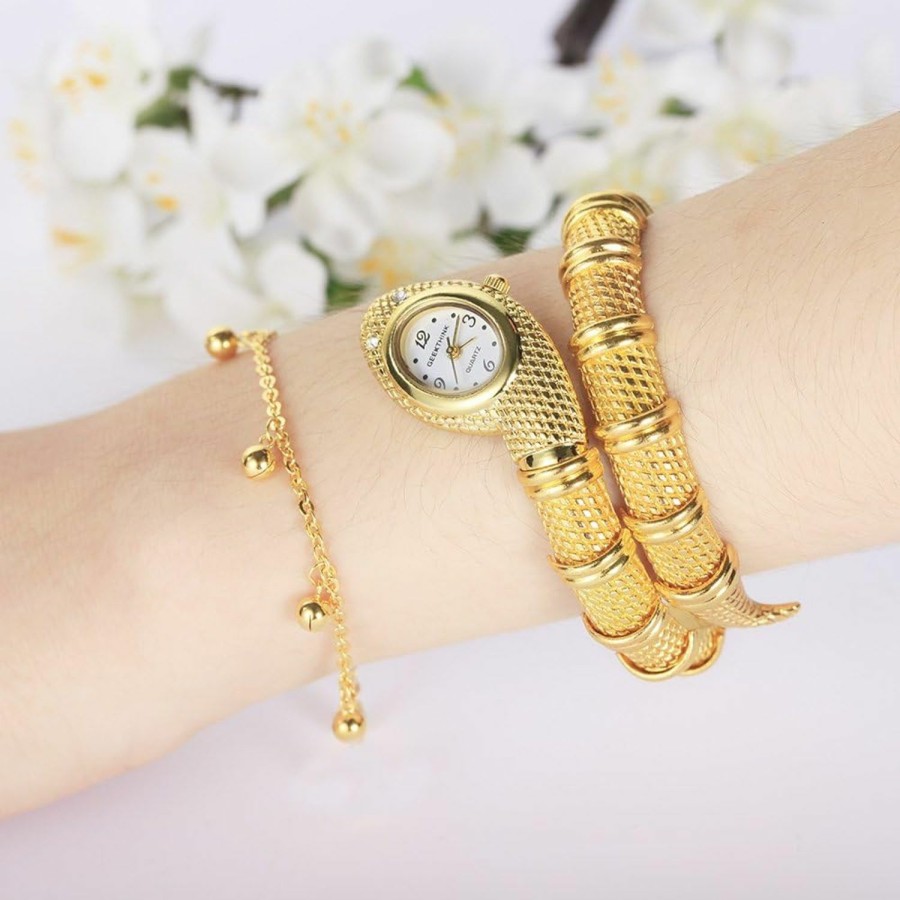 Nextstart Nextstart Unique Design Snake Shaped Bracelet Style Watch Woman Diamond Ornaments Gfit Casual Watch Clearance