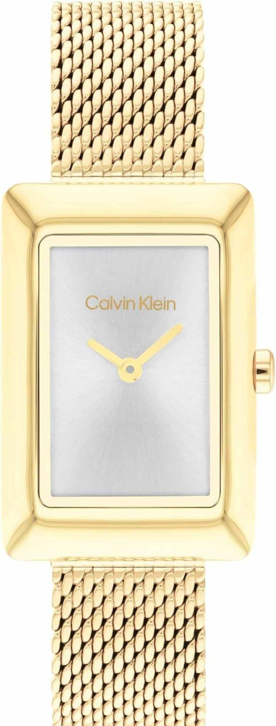 Calvin Klein Calvin Klein Women'S Ck Styled Wristwatch, Gold Plated, Mesh Bracelet, Rectangular Case, Feminine Look, (Model:25200396) New