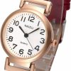 Top Plaza Top Plaza Womens Ladies Classic Simple Leather Analog Wrist Watch Rose Gold Case Arabic Numerals Casual Dress Quartz Watches,Small Dial New