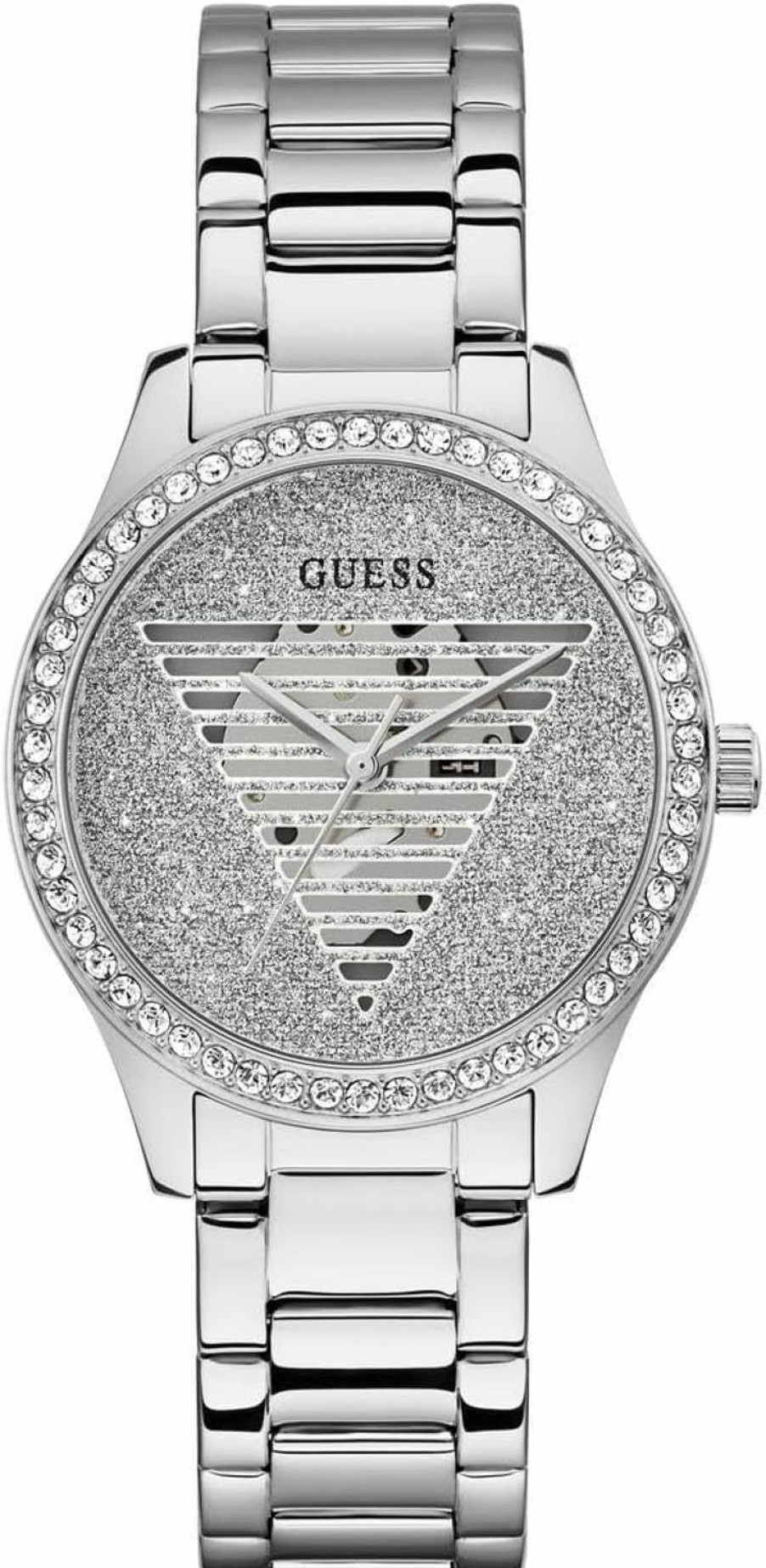 GUESS Guess Ladies 38Mm Watch - White Strap White Dial Gold Tone Case Hot