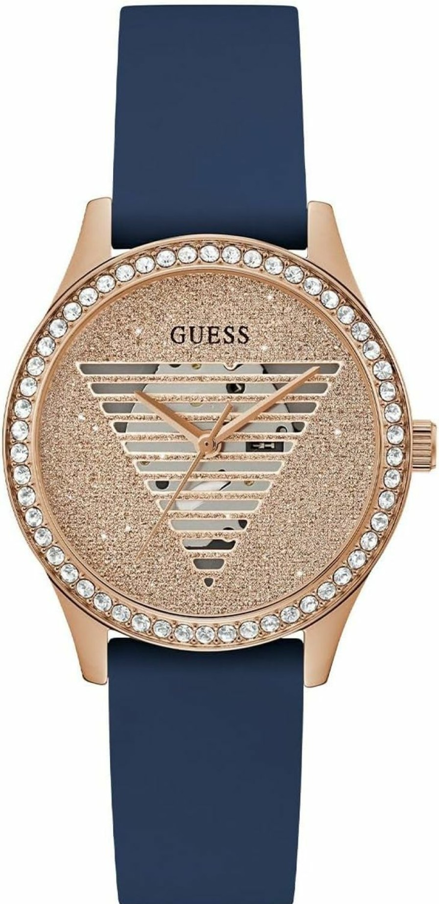 GUESS Guess Ladies 38Mm Watch - White Strap White Dial Gold Tone Case Hot