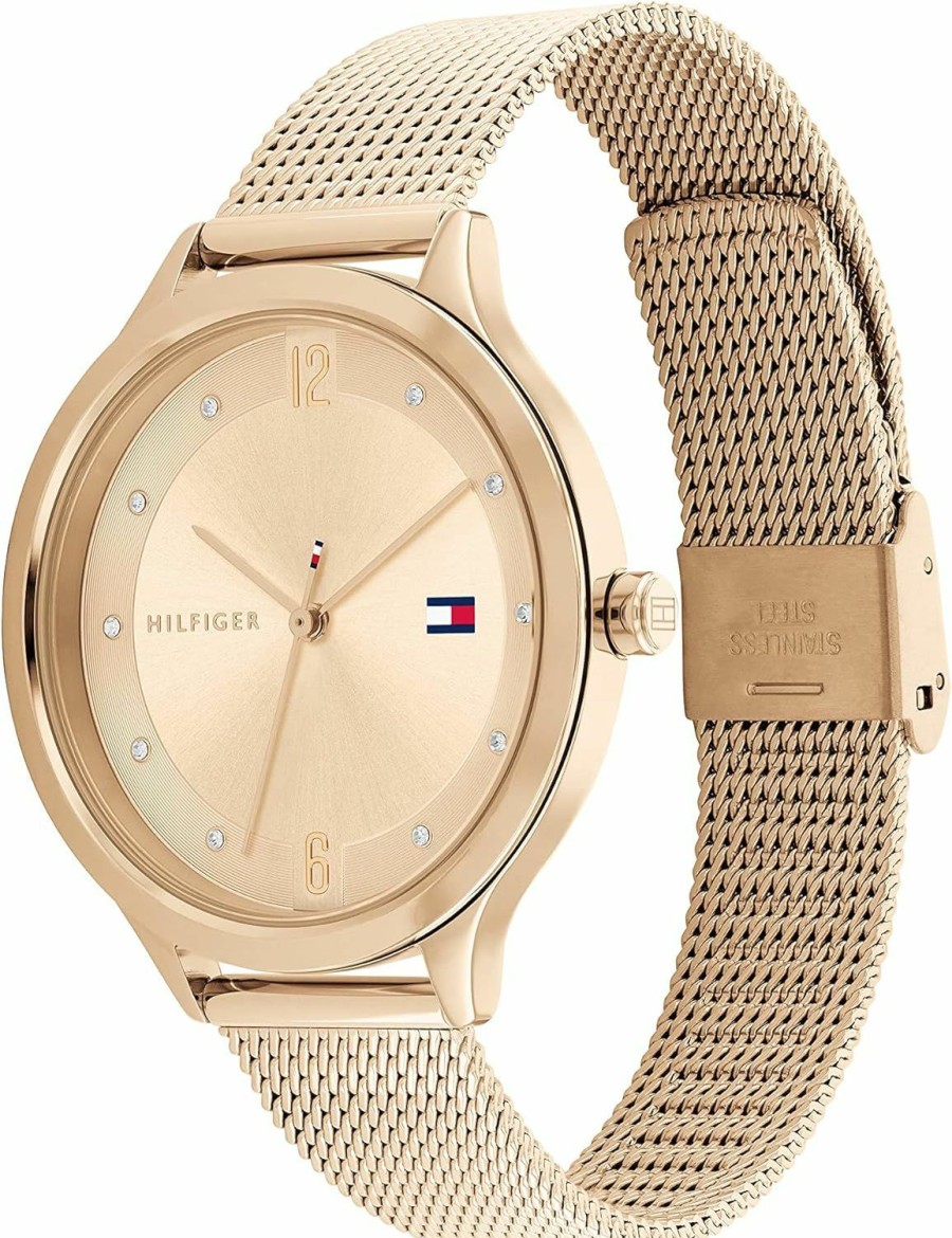 Tommy Hilfiger Tommy Hilfiger Women'S Quartz Stainless Steel And Mesh Bracelet Watch, Color: Light Carnation Gold (Model: 1782431) New