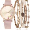 Lucky Brand Lucky Brand Watches For Women Floral Dial With Genuine Leather Strap Quartz Movement Women'S Wrist Watches Bracelet Gift For Her Box Set (Rose Gold) New