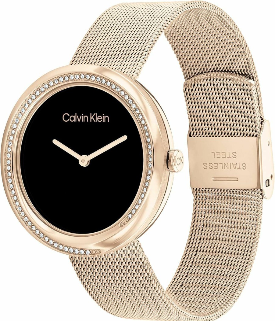 Calvin Klein Calvin Klein Twisted Bezel - Women'S 2H Quartz Stainless Steel Watch - Water Resistant 3 Atm/30 Meters - Premium Ladies Timepiece For Every Occasion - 34Mm Hot