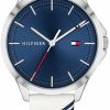 Tommy Hilfiger Tommy Hilfiger Women'S Quartz Stainless Steel And Leather Strap Sporty Watch, Color: White (Model: 1782089) Hot