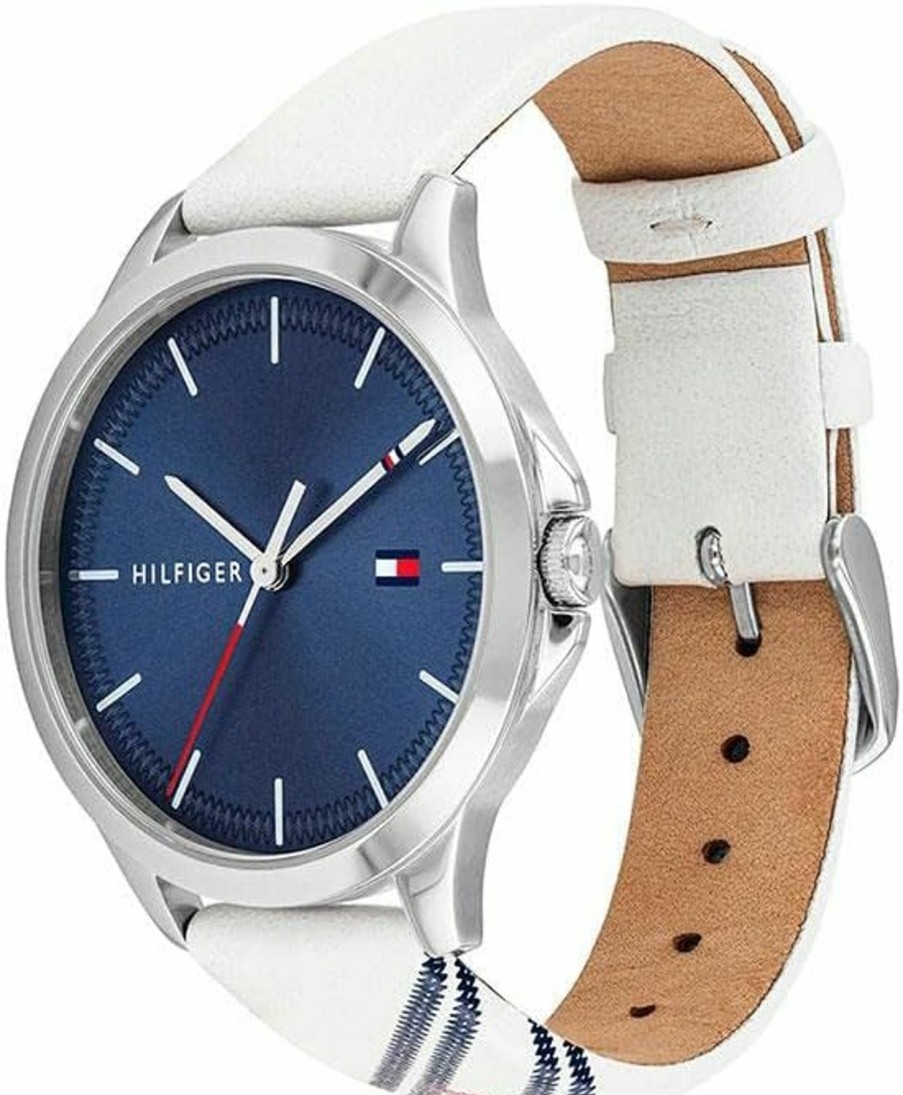 Tommy Hilfiger Tommy Hilfiger Women'S Quartz Stainless Steel And Leather Strap Sporty Watch, Color: White (Model: 1782089) Hot