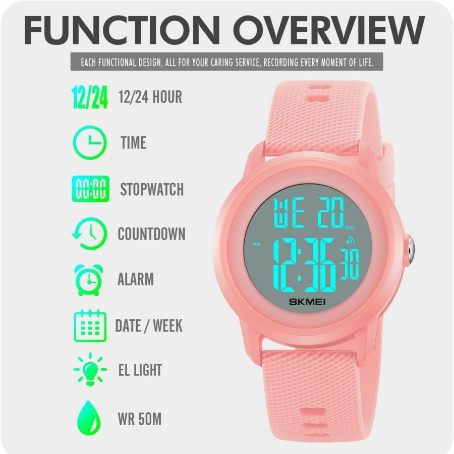 CakCity Cakcity Digital Sports Watch For Women Men Waterproof Stopwatch Rubber Strap Wristwatch With Luminous Display, Alarm, Chime, El Backlight, Countdown Uni Outdoor Multifunction Watch Wholesale