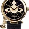 Vivienne Westwood Vivienne Westwood Women'S Vv 006 Orb Black Leather Watch Hot