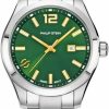 Philip Stein Philip Stein Analog Display Wrist Swiss Quartz Traveler Ladies Smart Watch Stainless Steel Silver Clasp Chain With Green Dial Natural Frequency Technology Provides More Energy - Model 91-Cgrng-Ss Clearance