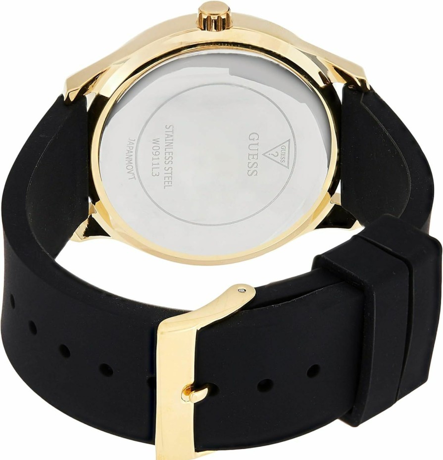 GUESS Guess Womens Analogue Quartz Watch With Silicone Strap W0911L3, Black, Bracelet Online