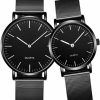 SENRUD Ultra Thin Simple Couples Watches His And Hers Stainless Steel Mesh Strap Pair Watch Gifts Set Men And Women Quartz Watches Wholesale