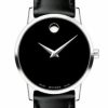 Movado Movado 0607317 Black Leather Black Dial Stainless Steel Women'S Movado Museum Classic 28Mm Watch Hot