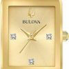 Bulova Bulova Ladies Futuro Quadra Rectangular Case Yellow Gold-Tone Stainless Steel Watch | 20.5X32Mm | 97P140 Hot