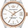 Philip Watch Caribe 31Mm 3H White Dial Br Ss+Rg Online