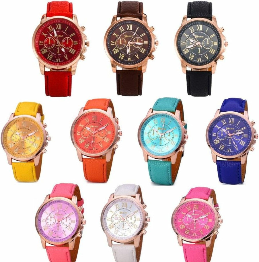 Weicam Weicam Wholesale Watches 10 Pack Fashion Ladies Women Pu Leather Assorted Wrist Watch Set Roman Numerals Analog Quartz For Men Uni Girls Wholesale