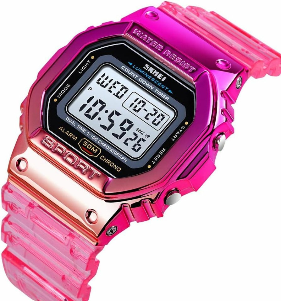 Gosasa Gosasa Womens Watch Gradient Color Silicone Plating Digital Electronic Waterproof Sports Wristwatches Casual Watch Student Watches Online