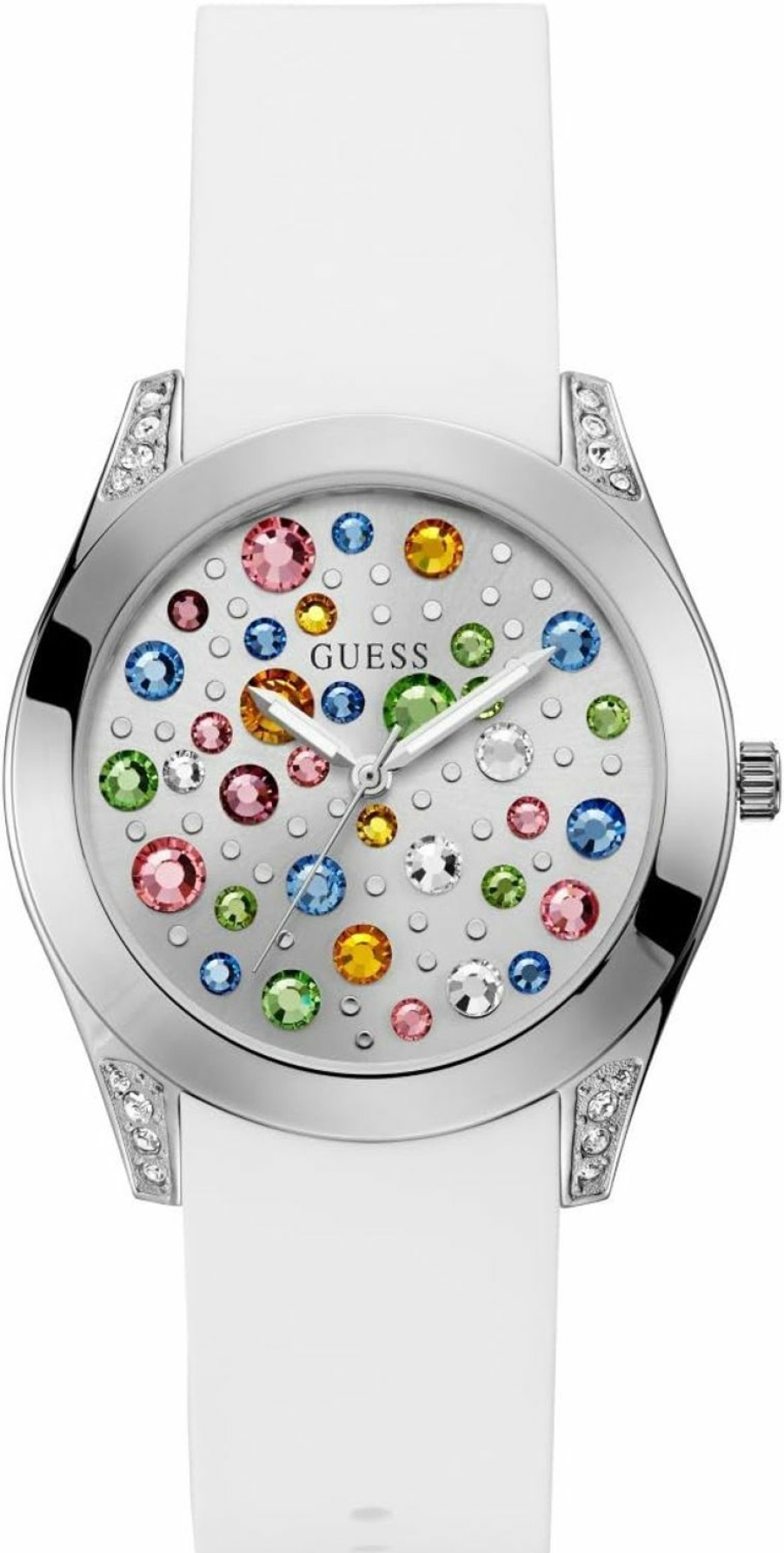 GUESS Guess Silver-Tone And White Jeweled Watch New