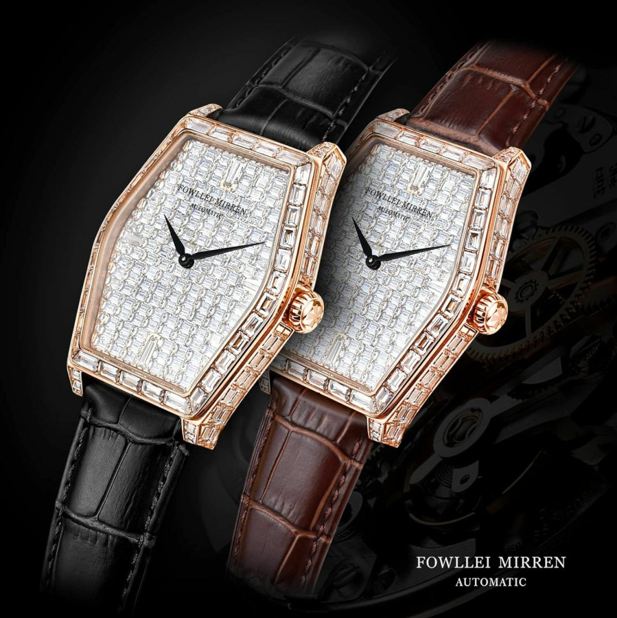 Fowllei mirren Fowllei Mirren Diamond Wrist Watch For Women, Mechanical Automatic Watch Diamond Wrist Watch For Men Uni Analog Barrel Watch Luxury Fashion Gift Waterproof Online