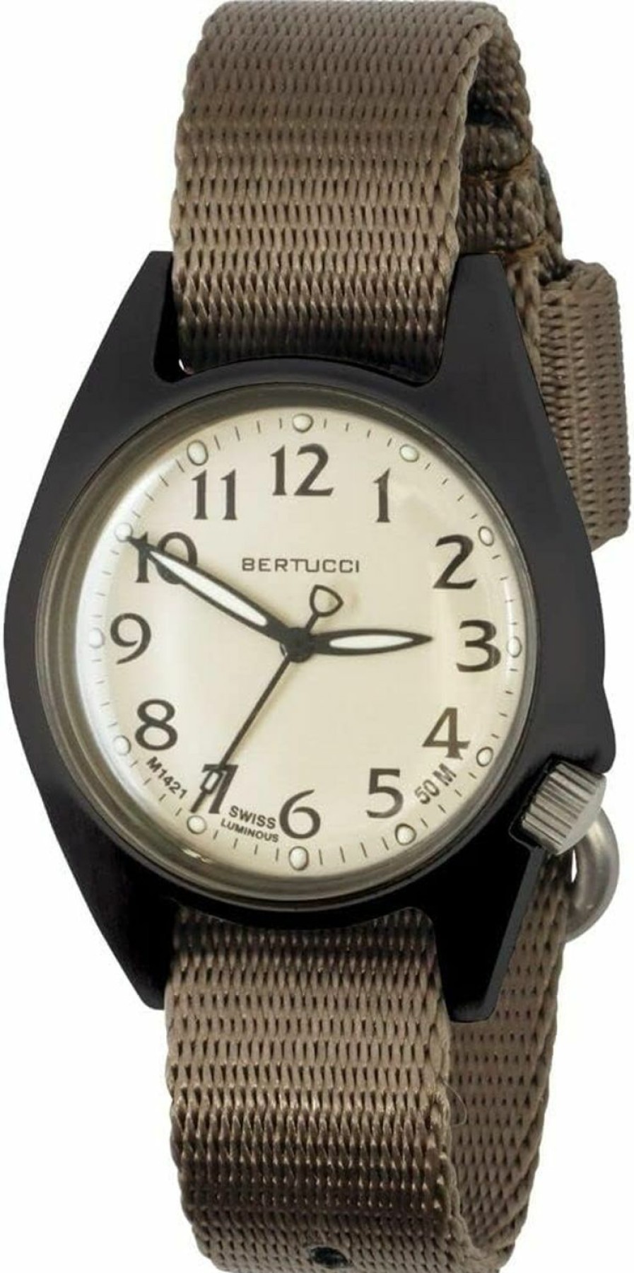 BERTUCCI Bertucci M-2Ra Womens Field - Sand Dial / Black Case- 351 Espresso Comfort-Webb Band New