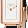 Lola Rose Lola Rose Women'S White Ceramic Glaze Watch With Black Leather Strap New