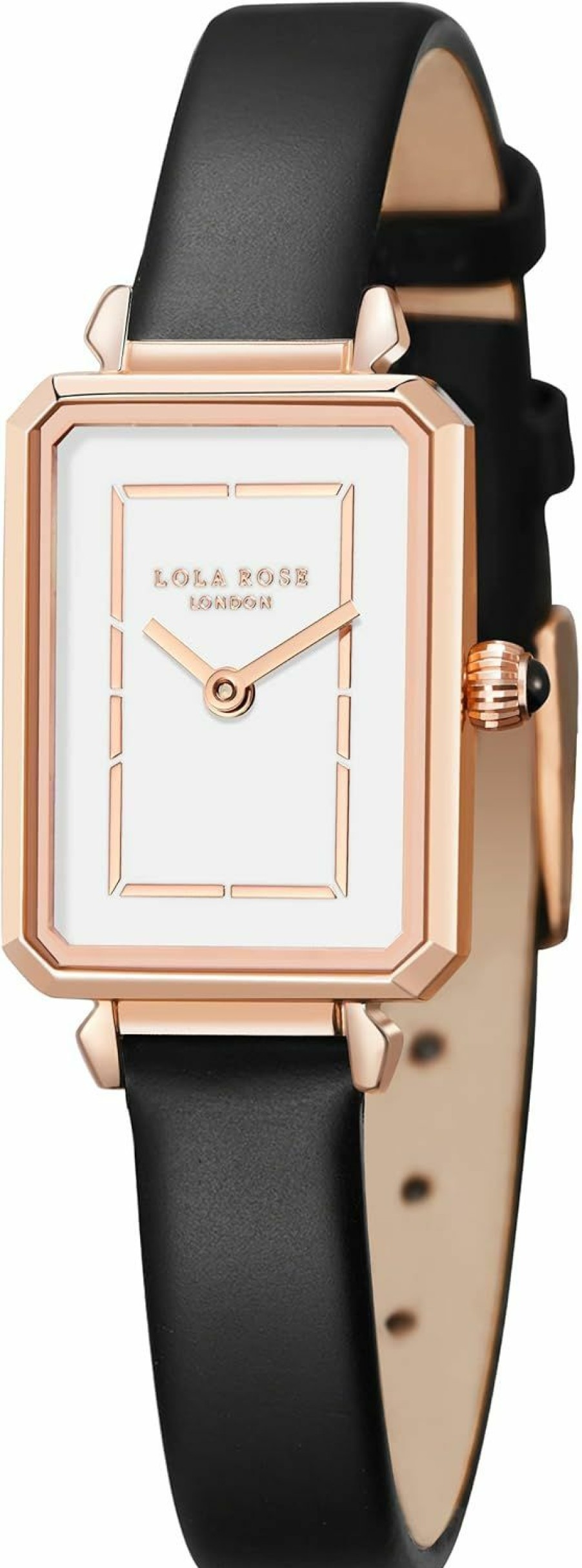 Lola Rose Lola Rose Women'S White Ceramic Glaze Watch With Black Leather Strap New