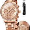 OLEVS Olevs Watches For Women Diamond Quartz Chronograph Fashion Dress Watch Date Waterproof Luminous Casual Ladies Wrist Watches(Gold/Rose Gold/Blue/Black/White) Wholesale