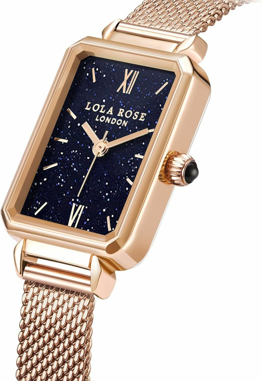 Lola Rose Lola Rose Women'S Blue Sandstone Watch With Rose Gold Tone Milanese Steel Band Hot