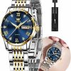 OLEVS Olevs Women Watches Date And Day,Ladies Watches With Silver Gold Stainless Steel,Elegent Female For Small Wrist Watch(White/Black/Blue/Gold Face) Wholesale