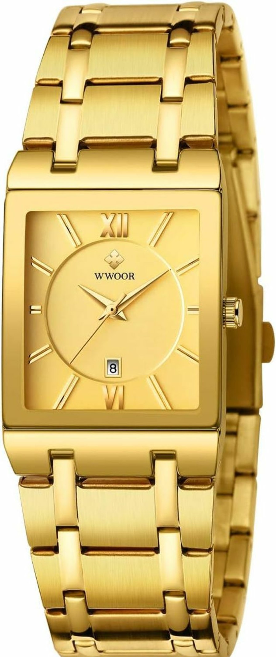 WWOOR Square Watches For Men And Women Stainless Steel Mens Square Watch With Date Waterproof Analog Quartz Fashion Business Casual Wristwatch New