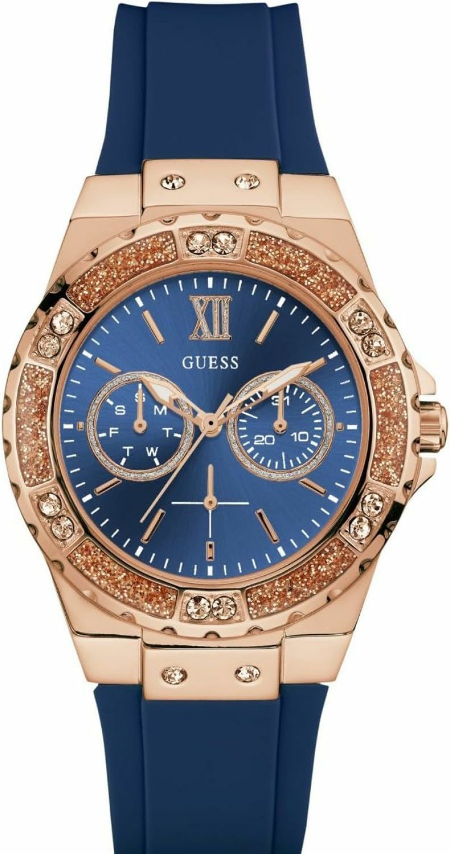 GUESS Guess Women'S Stainless Steel + Stain Resistant Silicone Watch With Day + Date Functions (Model: U1053L) Online