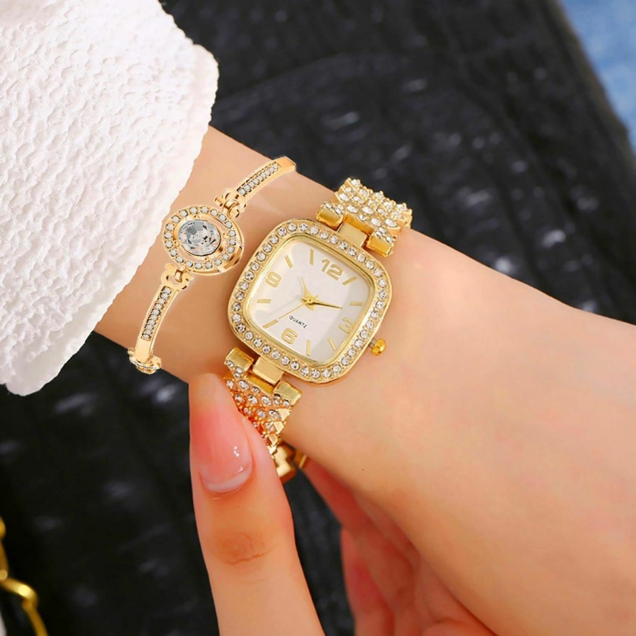 ADSBIAOYE Adsbiaoye Fashion Luxury Vintage Diamond Square Watch Digital Dial Quartz Women'S Watch New