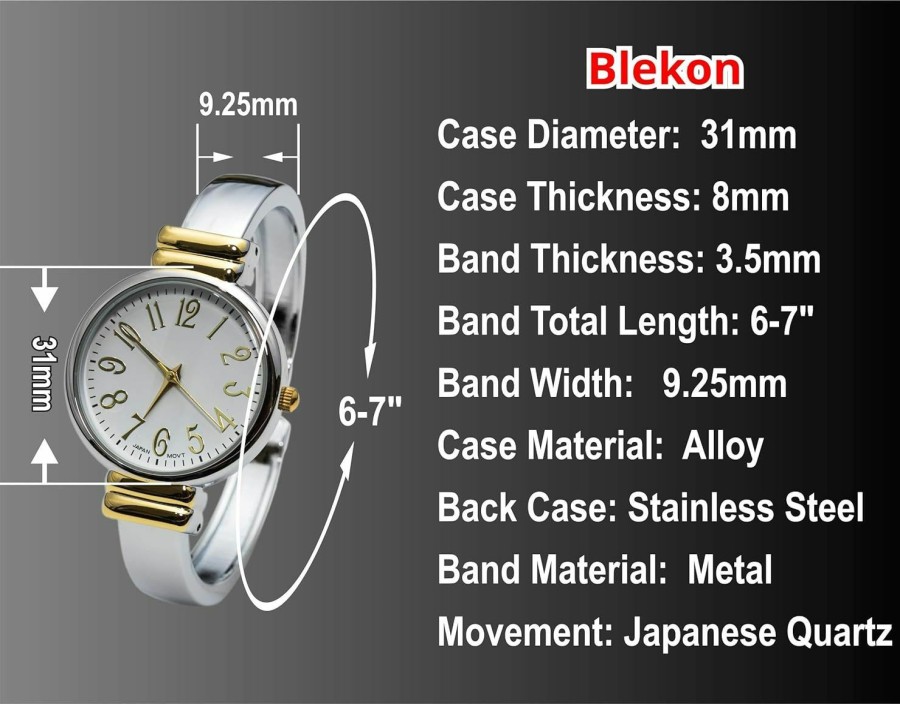 FTW 2Tone Metal Band Slim Case Women'S Bangle Cuff Watch Wholesale