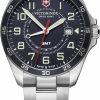 Victorinox Victorinox Fieldforce Gmt Watch With Blue Dial And Silver Stainless Steel Bracelet Clearance