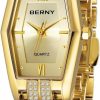 BERNY Berny Gold Watches For Women Dainty Hexagon Ladies Quartz Wrist Watches Stainless Steel Band Fashion Analog Watch Luxury Bracelet Clearance